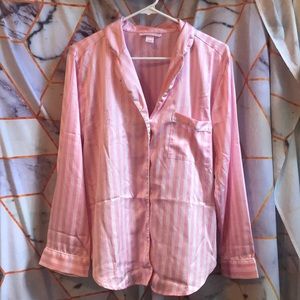 VS Pink Satin Stripe Pajama Set